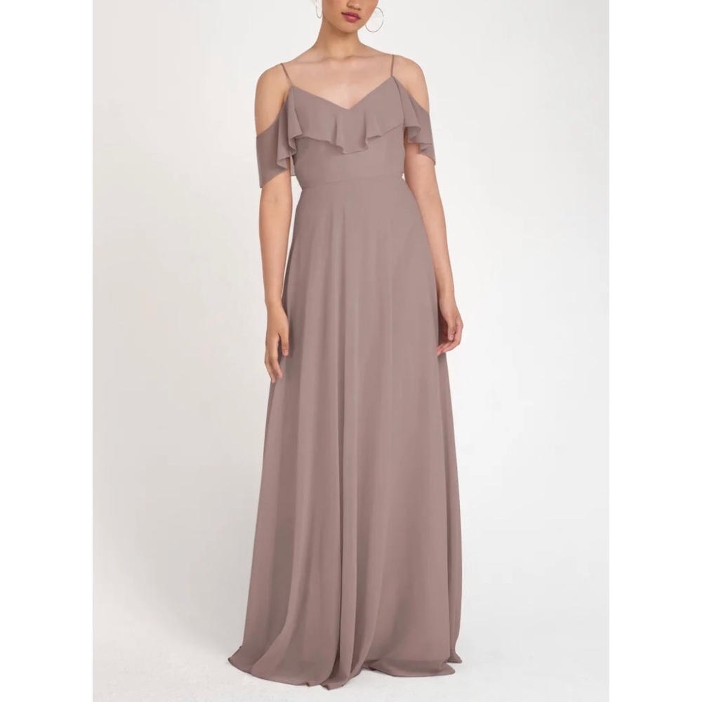 NEW Jenny Yoo Mila Cold Shoulder Chiffon Gown Size 8